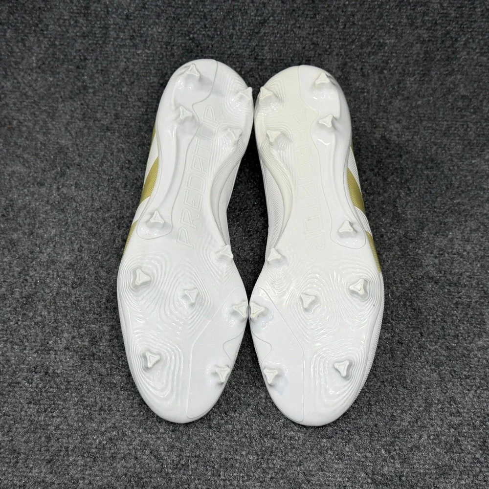 Adidas Predator League FG Soccer Cleats Men's 13.5 White Gold Laceless Athletic